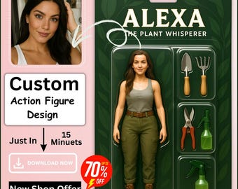Action figure personalizzata / Ritratto personalizzato su scatola dei giocattoli / Trasformati in un'action figure / Download digitale, design di action figure digitali