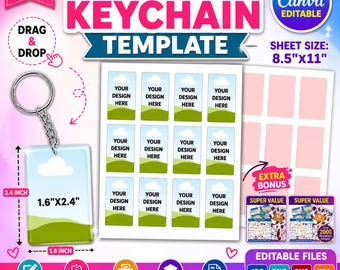 Rectangle Keychain Template, Keychain Template, Sublimation Template ...