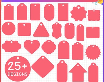 25 Gift Tag Canva Editable Template Bundle, Gift Tag Frame Design, Party Printable Tag Template, Hang Tag Template, Gift Tags Blank, Digital