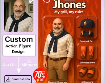 Aangepaste actiefiguur, gepersonaliseerd speelgoeddoosportret, verander jezelf in een actiefiguur, digitale download, grappig ontwerp actiefiguren