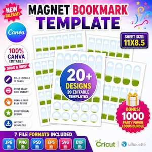Bookmark Template Bundle, 18+ Sizes: Bookmark Editable Canva Template, Custom Bookmark, Printable Bookmarks, Bookmark Sublimation, Canva DIY