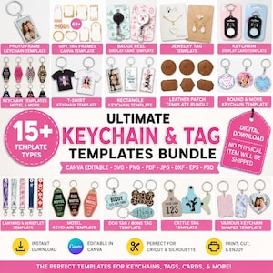 Keychain Templates Bundle, Canva Editable Keychain Designs, Sublimation Keychain SVG PNG PDF, Rectangle Motel Circle Heart Keychain Template, Photo Frame Keychain, Dog Tag Cattle Tag Jewelry Tag Display Card, Cricut Silhouette Digital Download DIY Gift Tags Party Favor Templates
Digital product only. No physical item will be shipped or delivered.