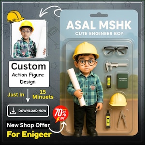 Ingenjörsanpassad actionfigur, personligt porträtt av ingenjör, förvandla dig själv till en actionfigur, ingenjörspresent 2025, actionfigurer