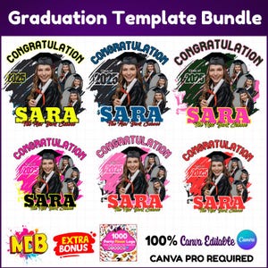 Graduate 2025 Editable Canva Template Digital Download, Red & Black Graduation 2025 Template, Senior Class of 2025 Add Photo Personalized