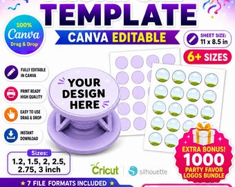 Plantilla de sublimación para agarre de teléfono, plantilla en blanco, plantilla de agarre de teléfono para Canva, soporte de teléfono para sublimación, soporte para agarre de teléfono, Canva editable, hazlo tú mismo
