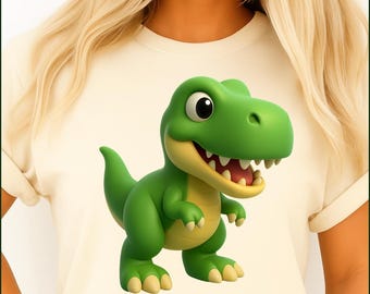 3D Dinosaur PNG: Kids T-Shirt Design, Colorful Sublimation (Digital Download)