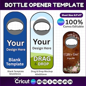 Bottle Opener Template SVG: Stainless Steel Mockup (Digital Download 8.5x11 Inches)
