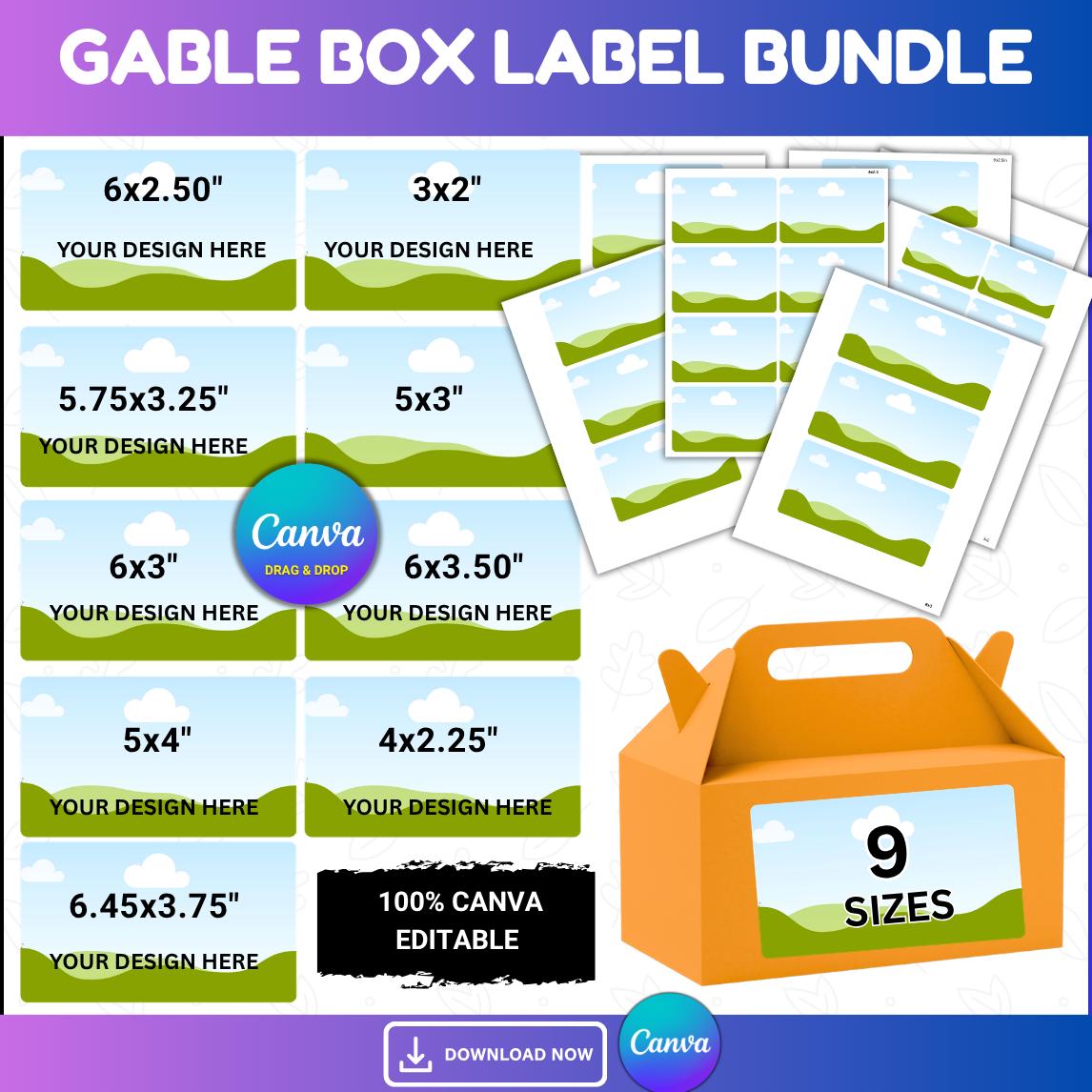 Gable Box Label Template Bundle , Gable Box Front Label Templates ...