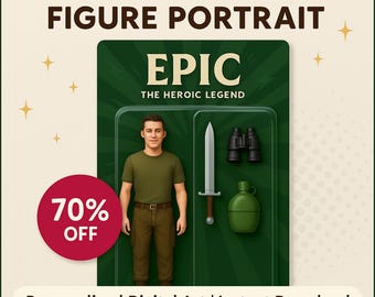 Turn Yourself Into an Action Figure, Custom Action Figure, Personalized Toy Box Portrait, Digital Download, Funny action figure design