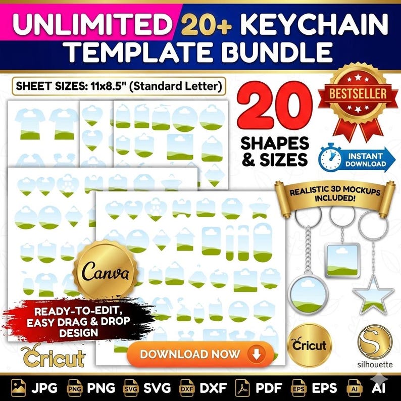 Keychain Frame Editable Keychain Templates Bundle, Motel Keychain Templates, Keychain Earring ...