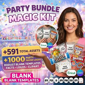 メガパーティー用テンプレート、カプリサンラベル、チョコレートバー包装紙、子供の誕生日デコレーション、DIYパーティー用景品、チップス袋招待状