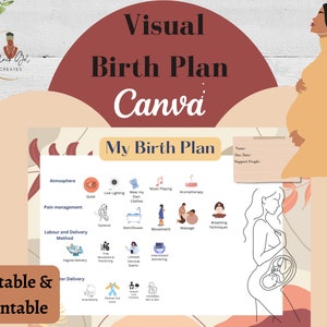 Visual Birth Plan Digital Birth Plan Template, Printable Birth Plan, Birthing plan guide, Doula Resources, Canva personalized birth plan
