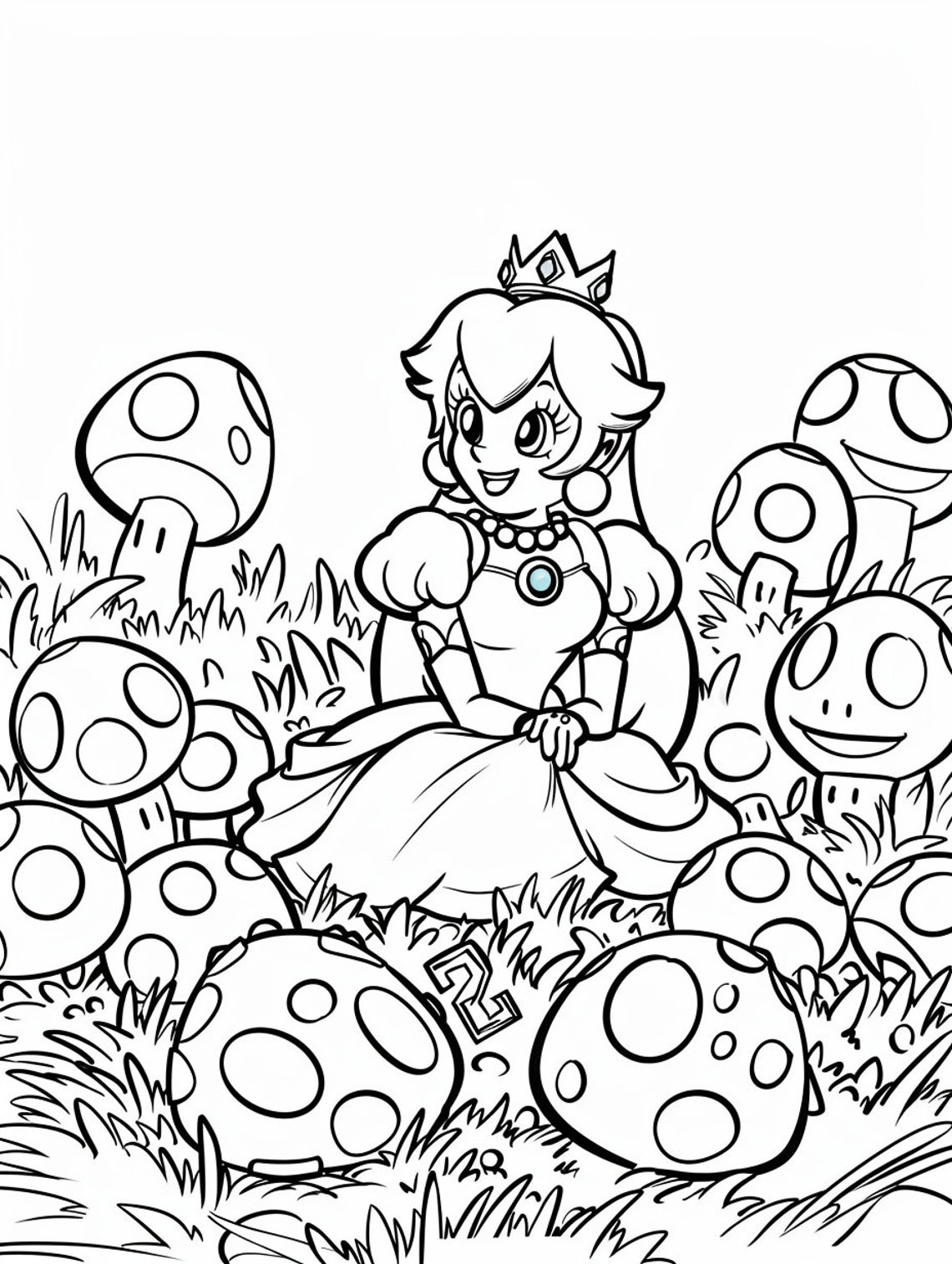 Princess Peach Coloring Adventure 300 Pages Printable Digital Download