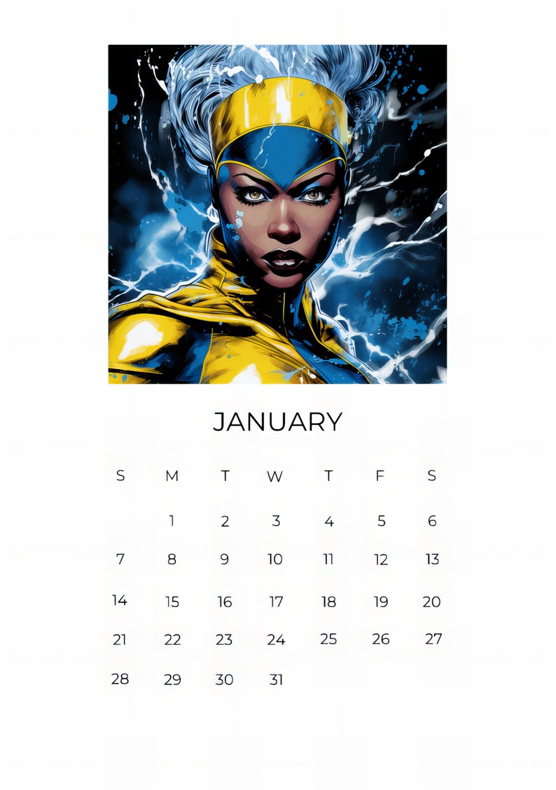 Storm 2024 Printable Calendar Marvel's Xmen Etsy