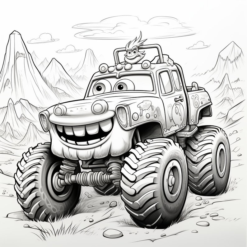 Over 90 Monster Truck Coloring Pages: Fuel Your Creativity! - Etsy