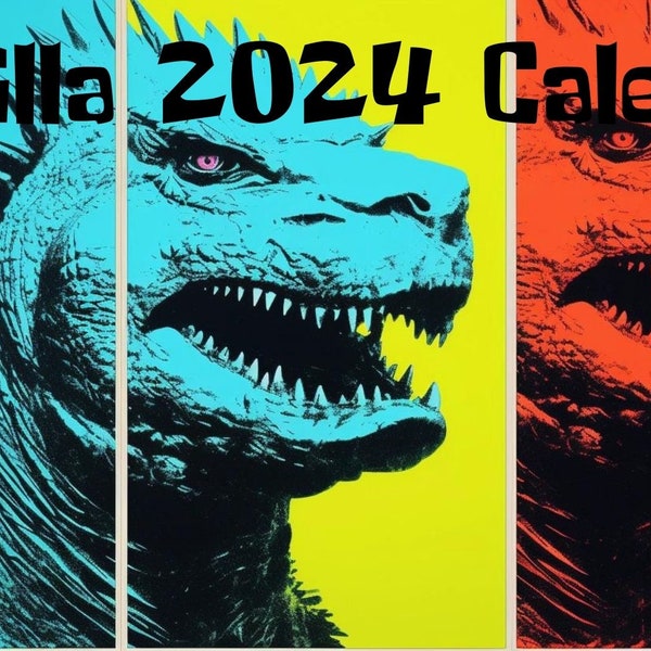 2024 Godzilla Calendar: Colorful & Wild Digital Download