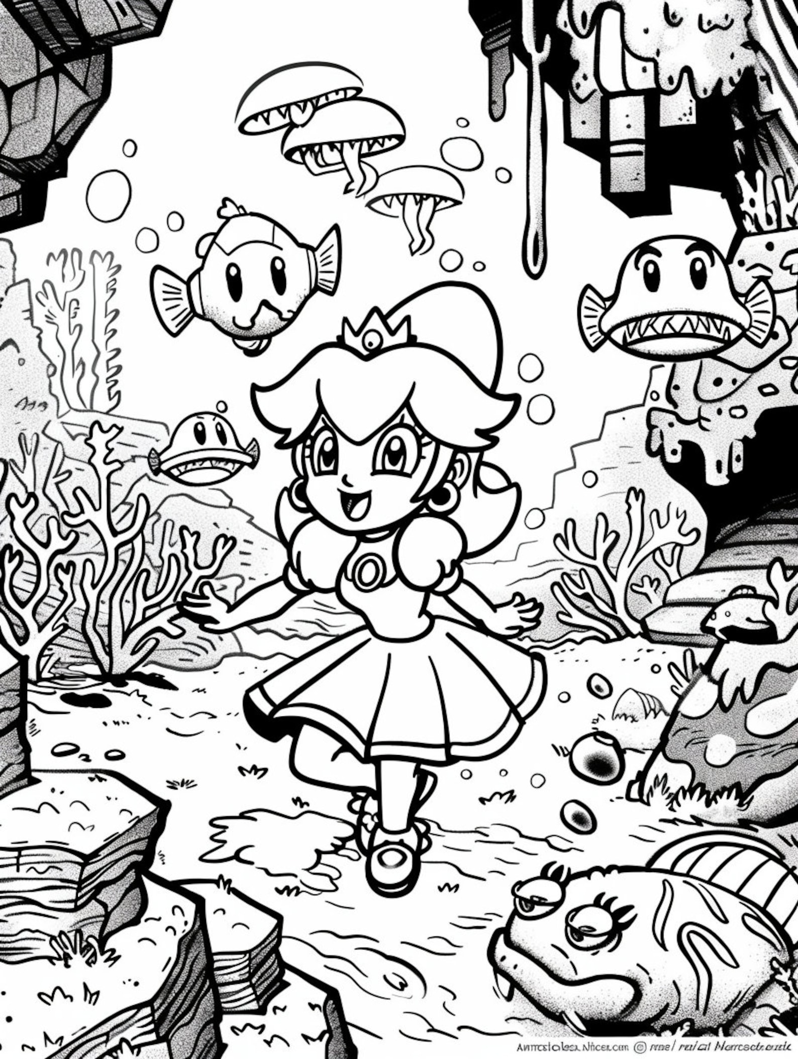 Princess Peach Coloring Adventure - 300+ Pages Printable Digital ...