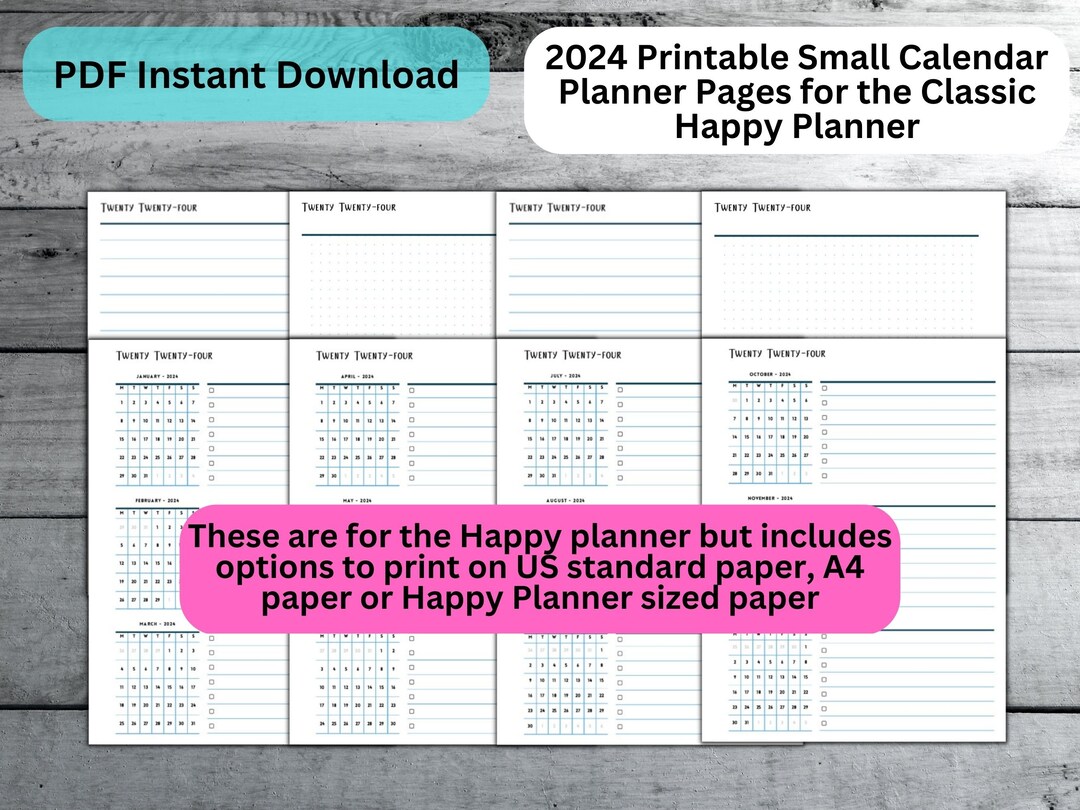 2024 Happy Planner Classic Printable Planner Pages With Small Dated