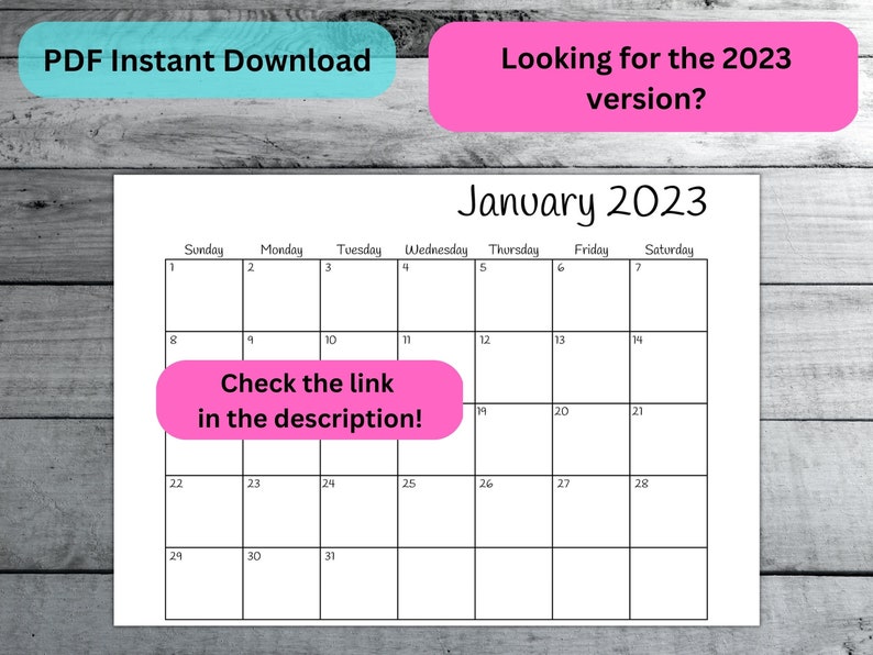 A5 Printable 2024 Calendar Dated, Full Year, Monthly Calendar, Unlined