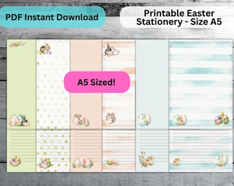 Printable A5 size Stationery for Easter, stationery for journal or planner