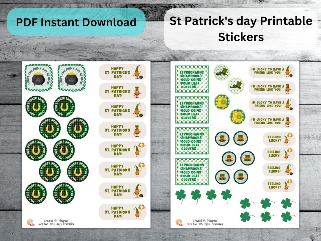 Printable Stickers for St. Patrick's Day, Stickers for Journal or ...