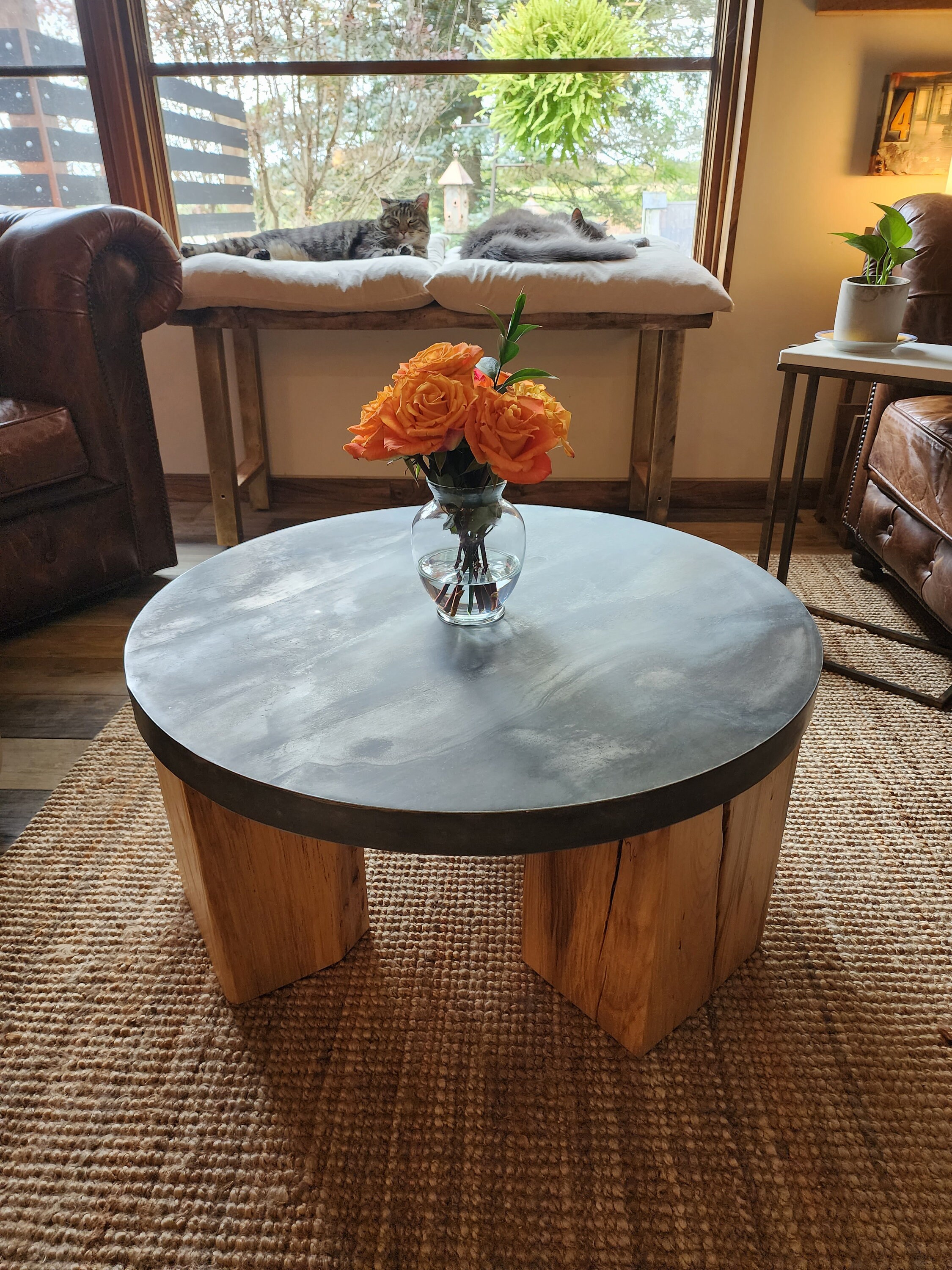 Round Table/zinc Table/metal Table/dining Table/bistro Table/coffee ...