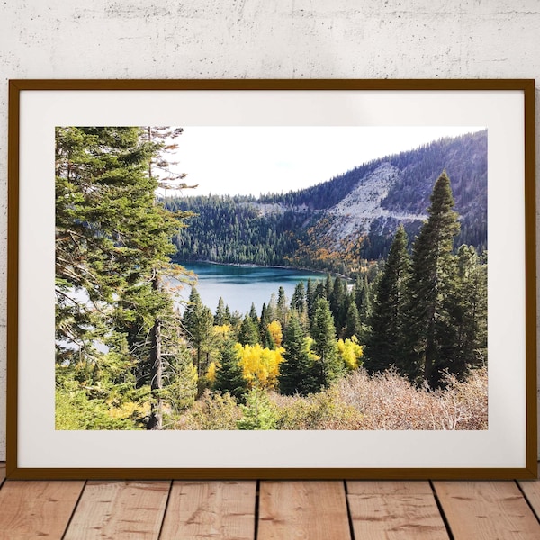 Lake Tahoe Photography Digital Print Lake Tahoe Landscape Printable Art Pine Trees Mountain Lake Print Instant Download Nature Home Decor