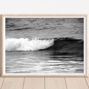 Black and White Surf Print Digital Download Ocean Waves Printable Art Black White Beach Photography Instant Download Coastal Wall Art Poster