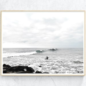 Surf Photography Digital Print Black and White Ocean Waves Printable Art Instant Download Coastal Landscape Wall Art Surf Digital Download