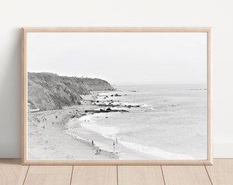 Schwarz weiß Meereslandschaft Fotografie Digitaldruck schwarz weiß Strand druckbare Kunst Sofortiger Download Küstenlandschaft Wand Kunst Wohnkultur