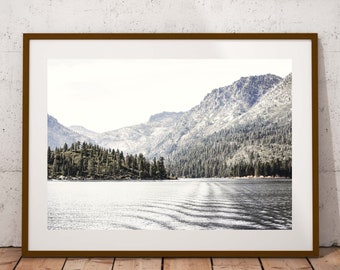 Lake Tahoe Photography Digital Print Lake Tahoe Landscape Wall Art Mountain Lake Pine Trees Digital Art Instant Download Printable Art