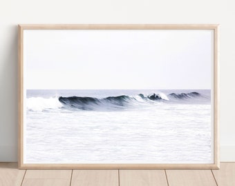 Surf Art Print Digital Download Black and White Ocean Waves Printable Art Instant Download Seascape Photography Wall Art Coastal Wall Poster