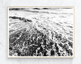 Black and White Ocean Waves Photography Digital Print Black White Ocean Print Digital Download Seascape Wall Art Instant Download Home Decor