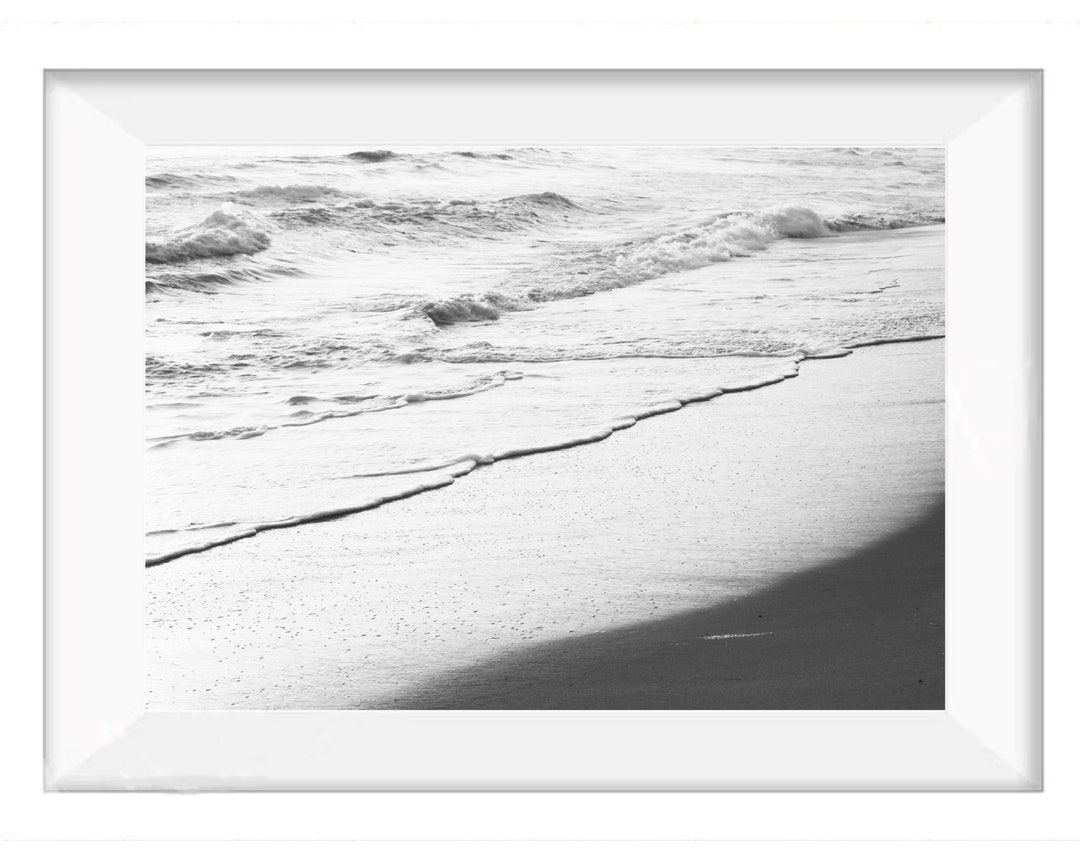 Waves Seascape Black and White Beach Print Black and White Etsy