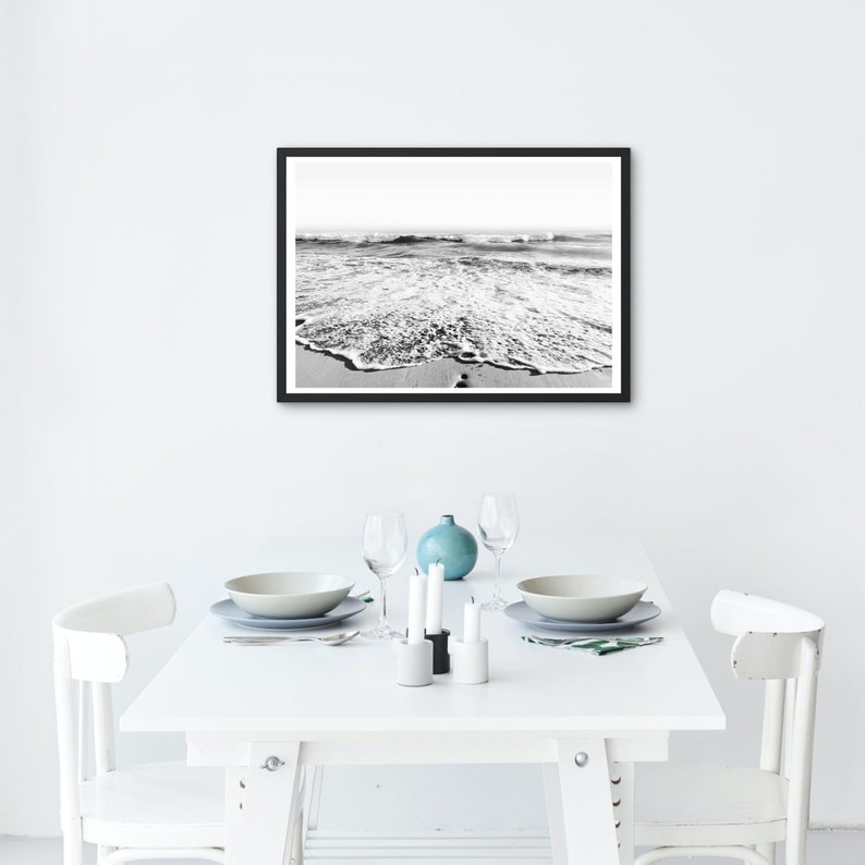 Black and White Beach Print Black White Ocean Waves Photography Digital Download Seascape Printable Art Instant Download Coastal Wall Art image 8