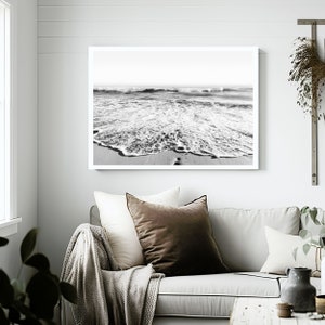 Black and White Beach Print Black White Ocean Waves Photography Digital Download Seascape Printable Art Instant Download Coastal Wall Art image 3