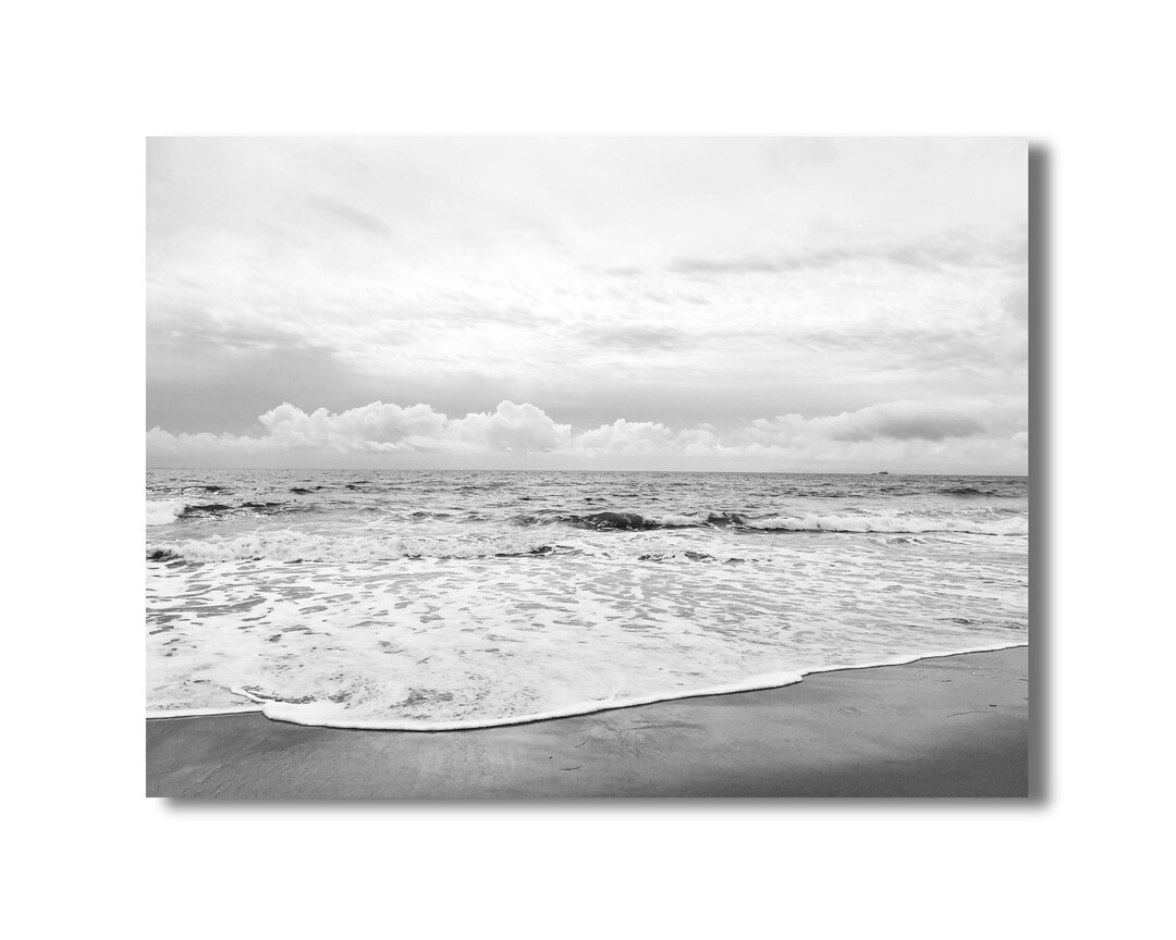 Black and White Beach Print Instant Download Black White Ocean Waves