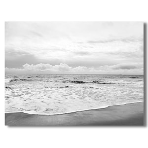 Black and White Beach Print Instant Download Black White Ocean Waves Photography Printable Art Surf Wall Art Moody Clouds Ocean Poster