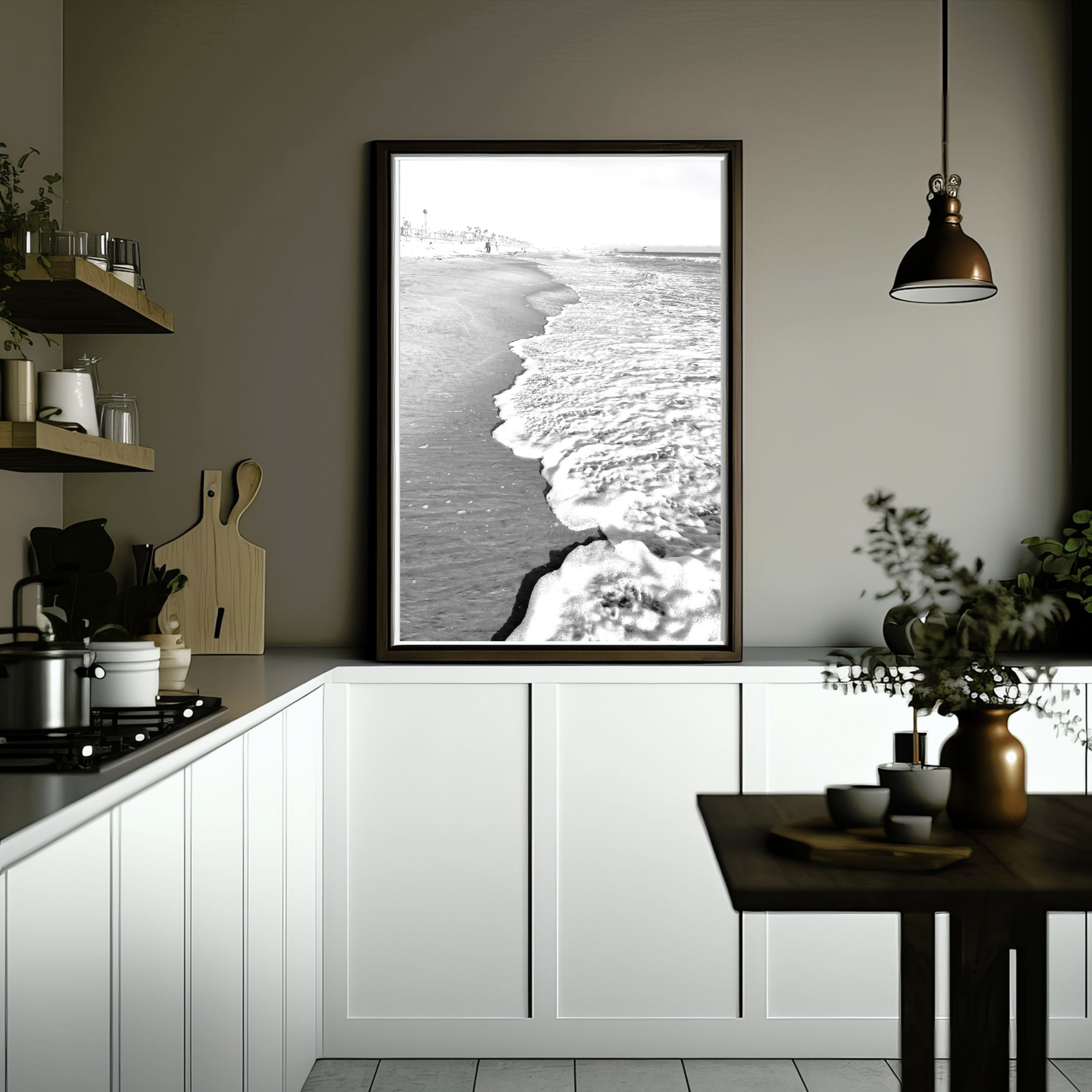 Black and White Beach Print Black White Coastal Printable Art Digital ...