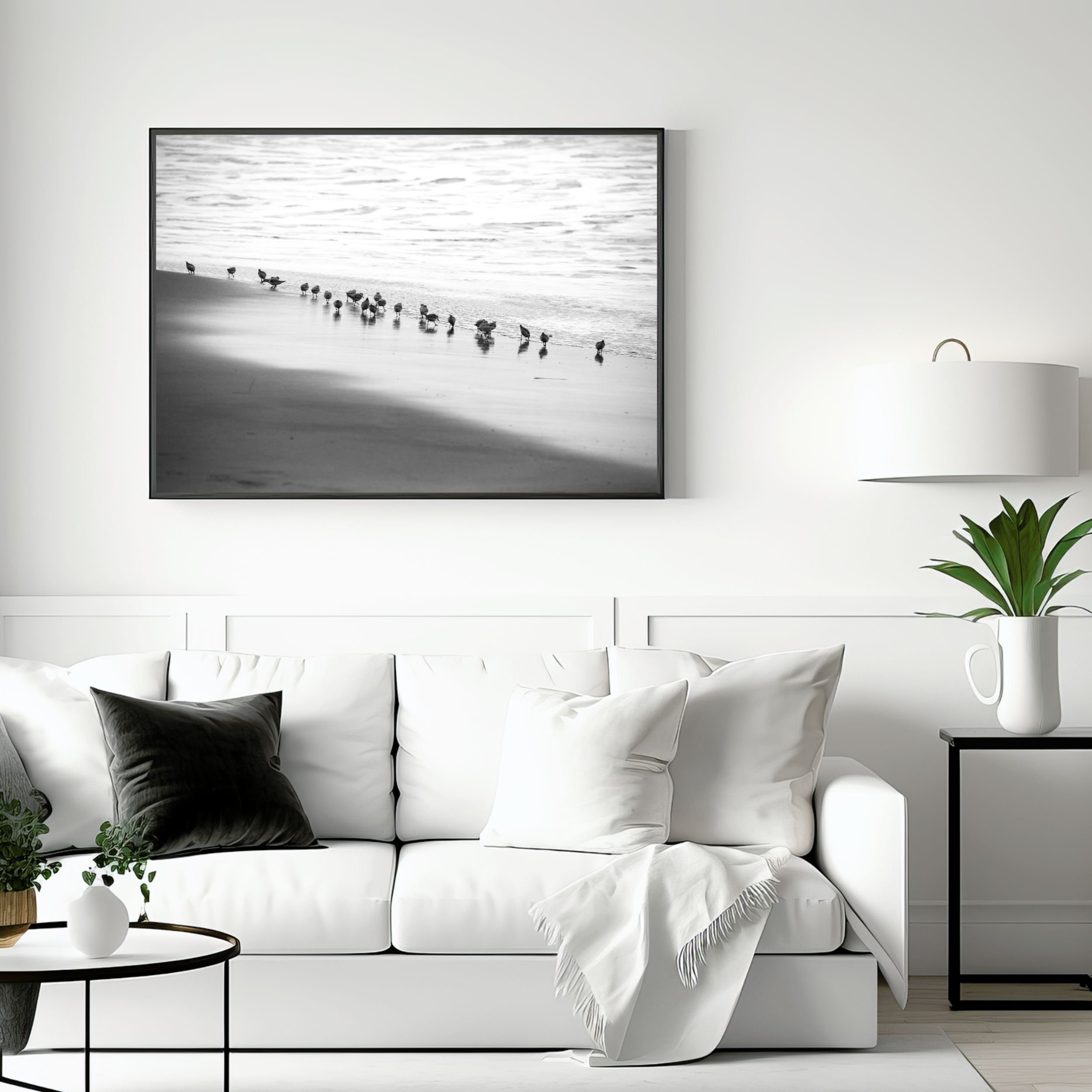 Black and White Beach Print Digital Download Black White Coastal