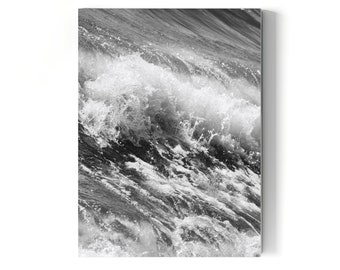 Zwart-wit Surf Print Digitale Download Zwart Wit Oceaan Golven Fotografie Afdrukbare Kunst Kustmuur Decor Instant Download Art Print
