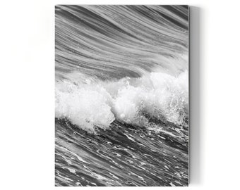 Zwart-wit surffotografie digitale download zwart witte oceaangolven afdrukbare kunst Instant Download kustmuur kunst zeegezicht poster