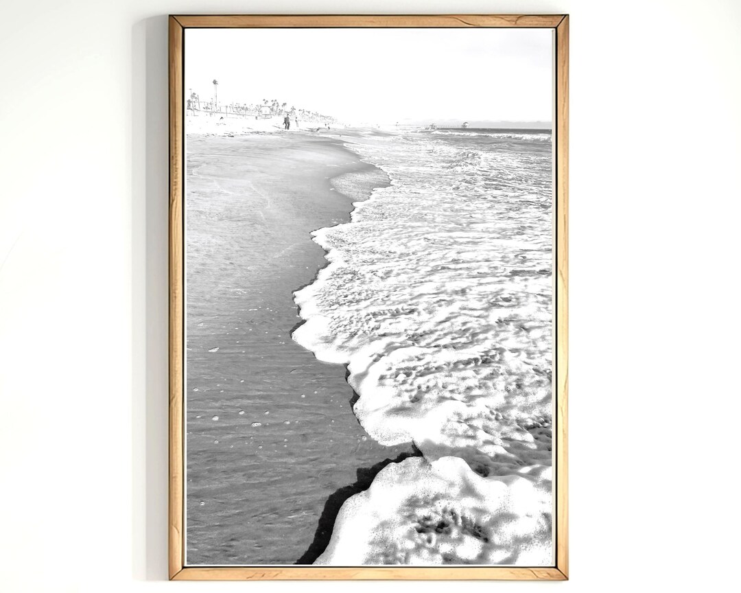 Black and White Beach Print Black White Coastal Printable Art Digital
