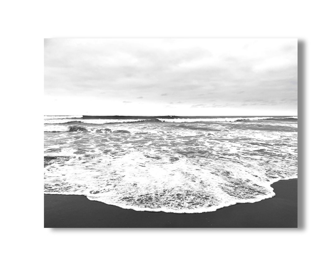 Black and White Beach Print Digital Download Ocean Waves Seascape