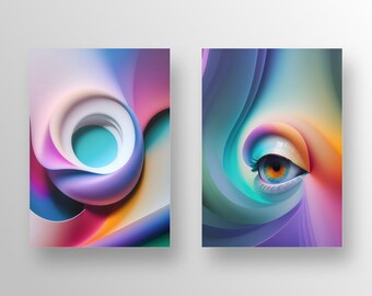 Abstract Printable Wall Art, Cool Pastel Downloadable Abstract Realism Wall Art Decor, Digital Home And Office Abstract Wall Hangings