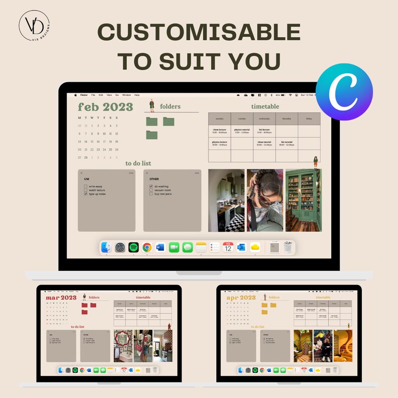 Desktop Macbook Background Wallpaper Canva Aesthetic Organiser Etsy