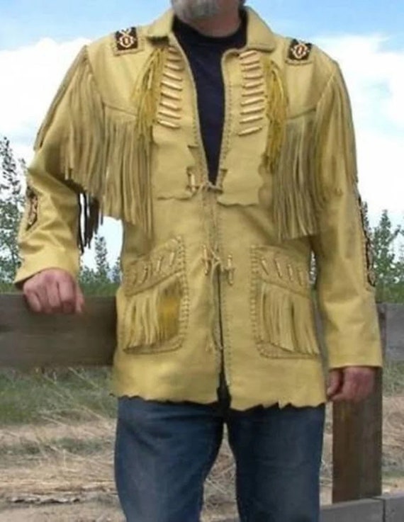 Men Leather Buckskin Shirt Mountain Man Reenactment Suede Native American  Indian