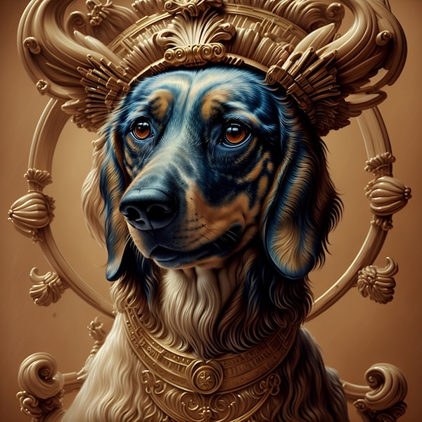 Egyptian style dog portrait-- Wallart- Digital Art - Home & Office Art -    Dog Portrait/  colourful Egypt/ Cairo