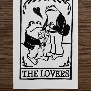 Frog and Toad Lovers linocut print