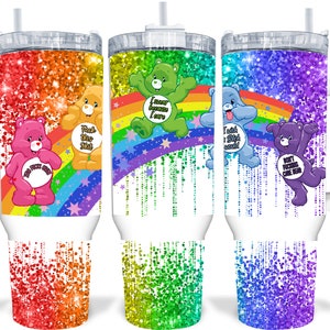 Naughty Swear Bear Glitter Cartoon 40oz Sublimated Quencher Tumbler